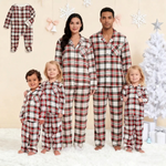 Pyjama de Noël assorti à carreaux avec chemise boutonnée - Vignette | MyaLova